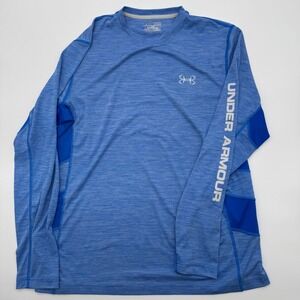 Under Armour Mens HeatGear Long Sleeve Fishing Shirt Blue Space Dye XL Loose